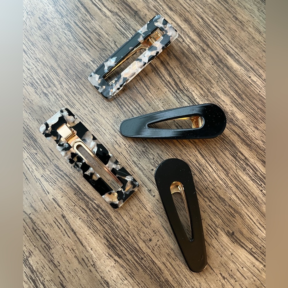 Stylish Black and Patterned Hair Clips Set
